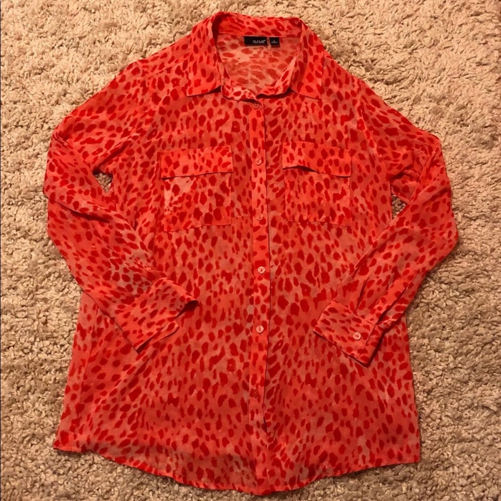 a.n.a Cheetah Print Blouse